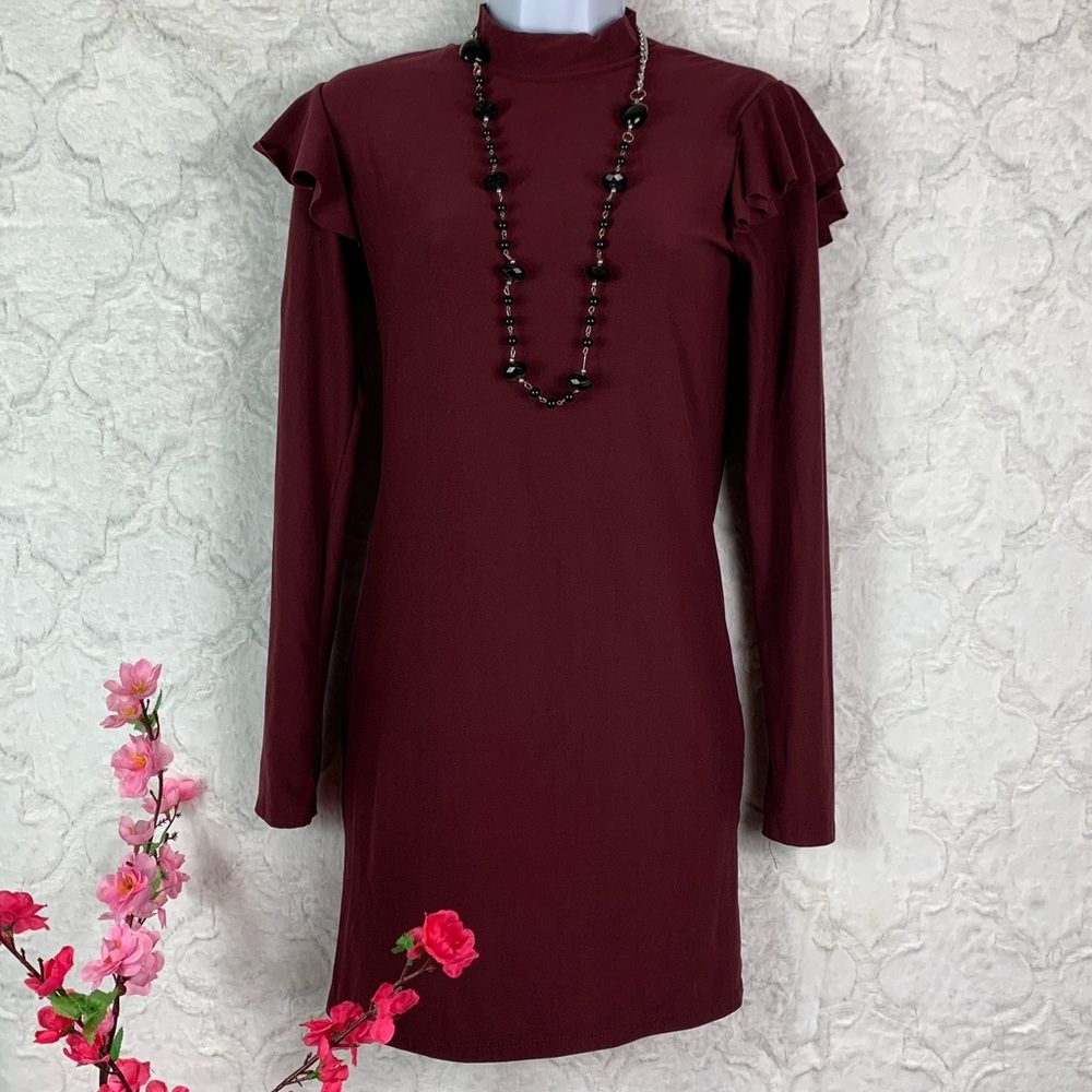 Beautiful Maroon Long sleeve Body-con Dress